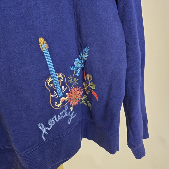 Johnny Was Texas Raglan NWT Navy Sweater Embroidery M Sweatshirt - Picture 7 of 14